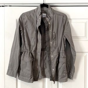 Kensie fall/spring mock neck gray jacket, drawstring waist SZ S